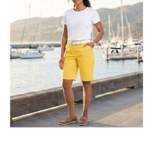 Lands' End 16 PETITE Chino Mid-Rise 7" Yellow Shorts